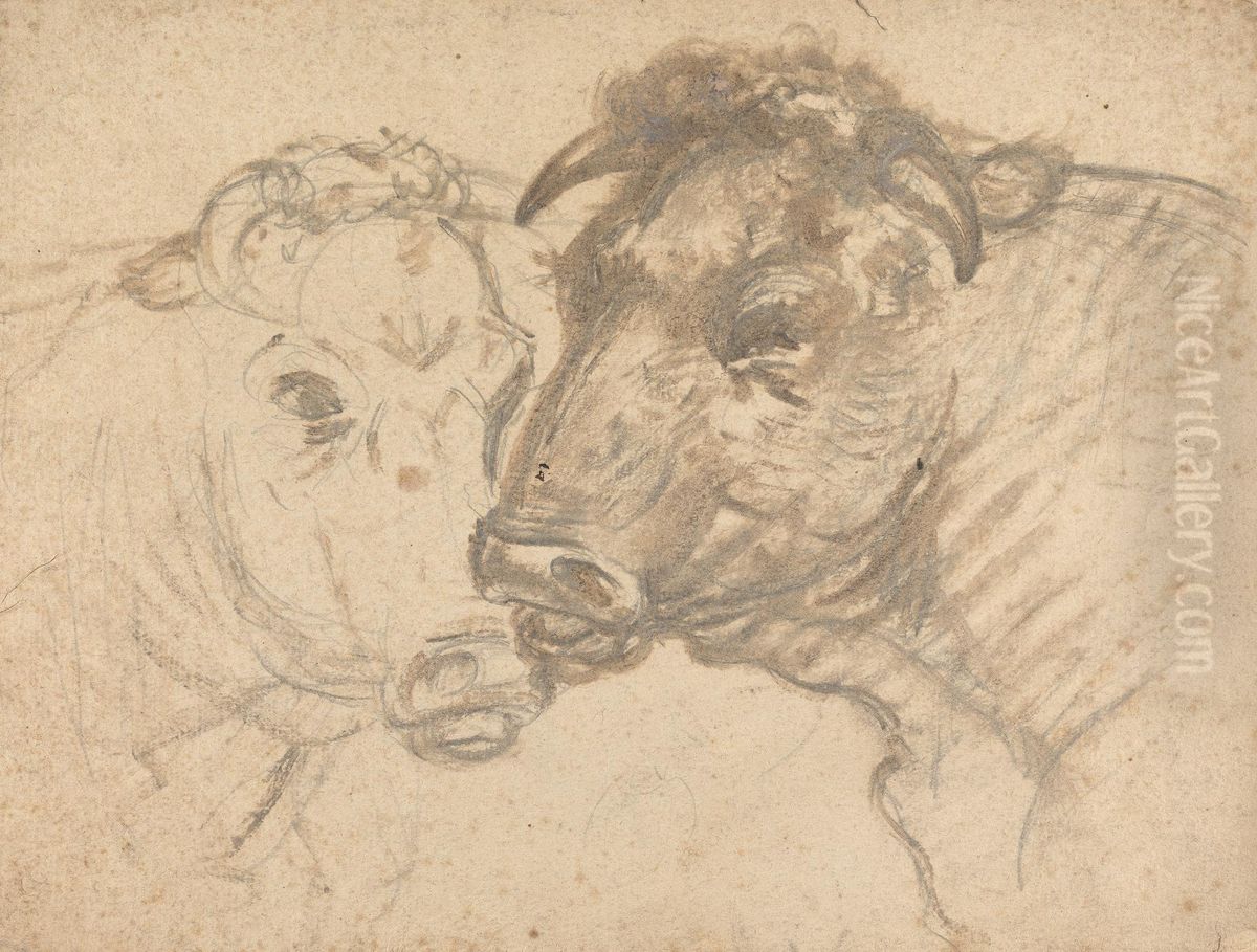 Two Bulls Oil Painting by Sawrey Gilpin