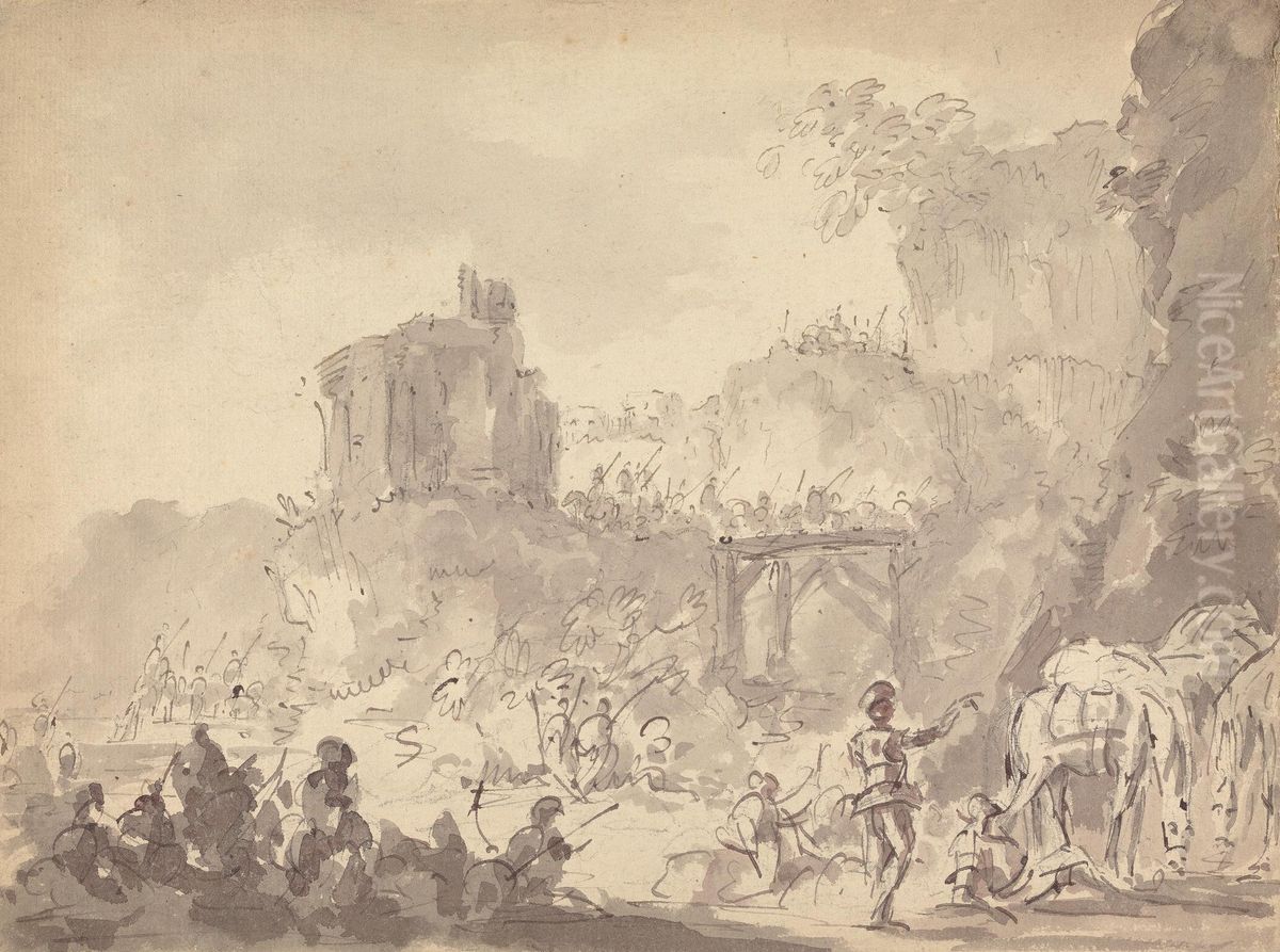 Soldiers in a Landscape Oil Painting by Sawrey Gilpin