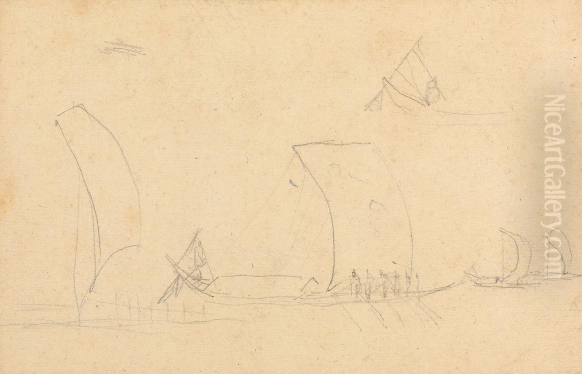 Sailboats Oil Painting by Thomas Daniell Sailboats Oil Painting by Thomas Daniell