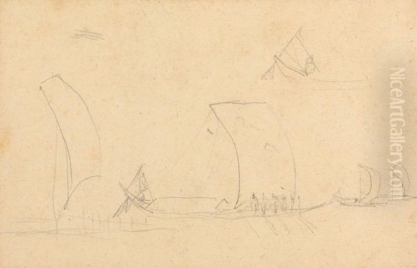 Sailboats Oil Painting by Thomas Daniell