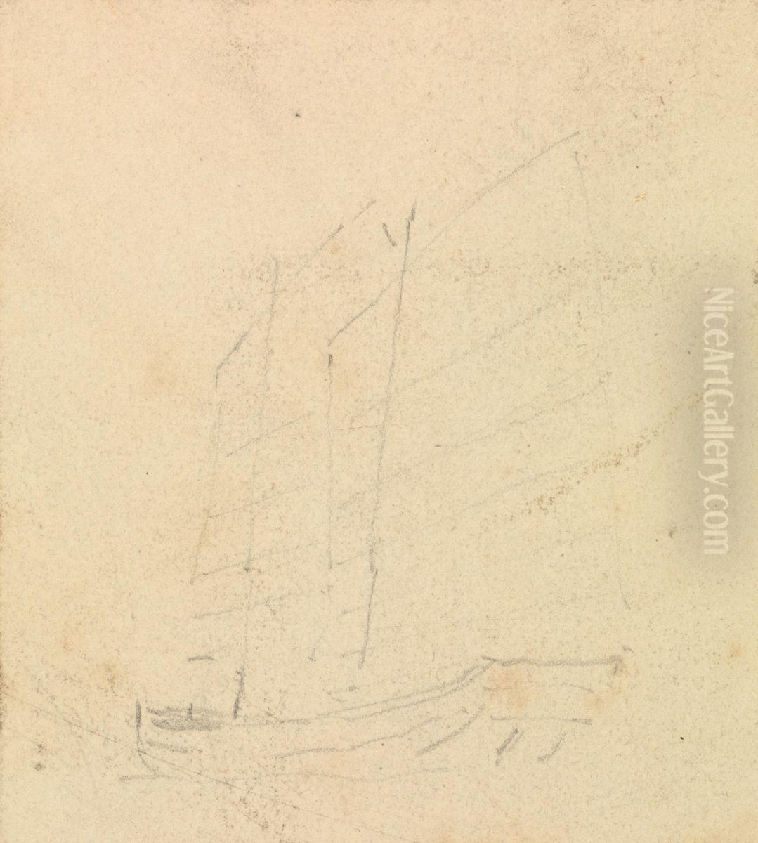 Sailboat Oil Painting by Thomas Daniell
