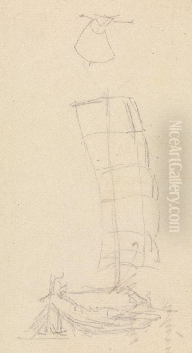 Boat Sketch Oil Painting by Thomas Daniell