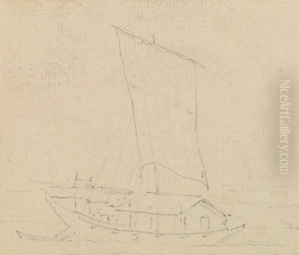 Boat Sketch Oil Painting by Thomas Daniell