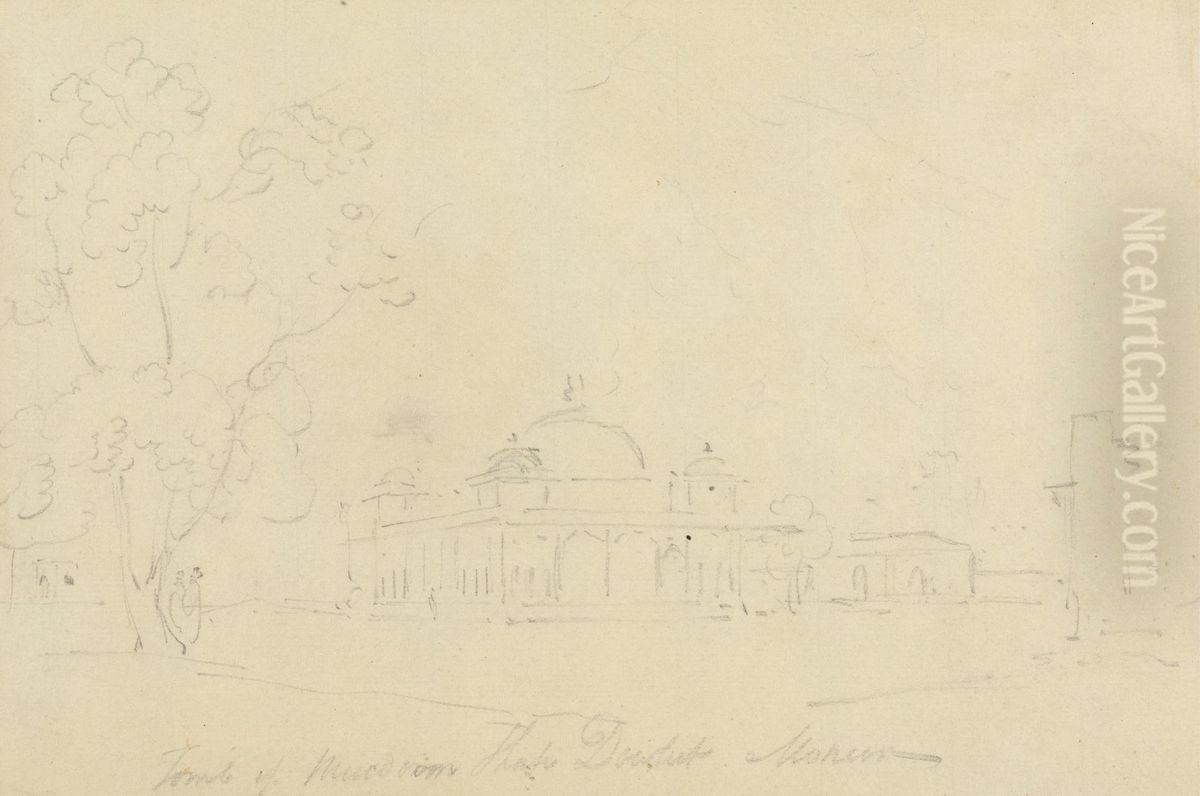 Tomb Oil Painting by Thomas Daniell Tomb Oil Painting by Thomas Daniell