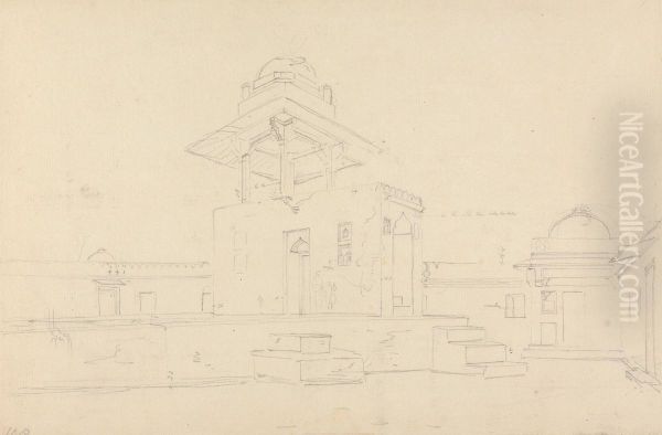 Part of the Palace, Rotasgarh, Bihar Oil Painting by Thomas Daniell