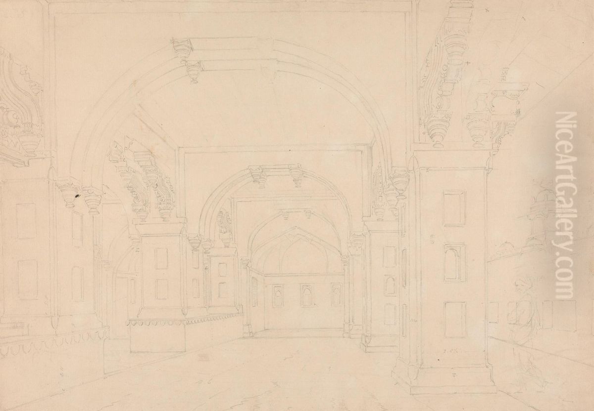 Palace Ahotas Ghur Rhotas Oil Painting by Thomas Daniell