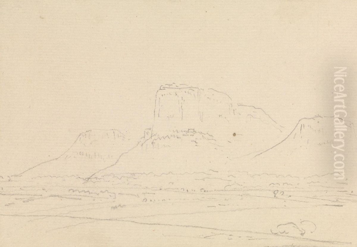 Landscape with Rock Formed Hills in the Background Oil Painting by Thomas Daniell