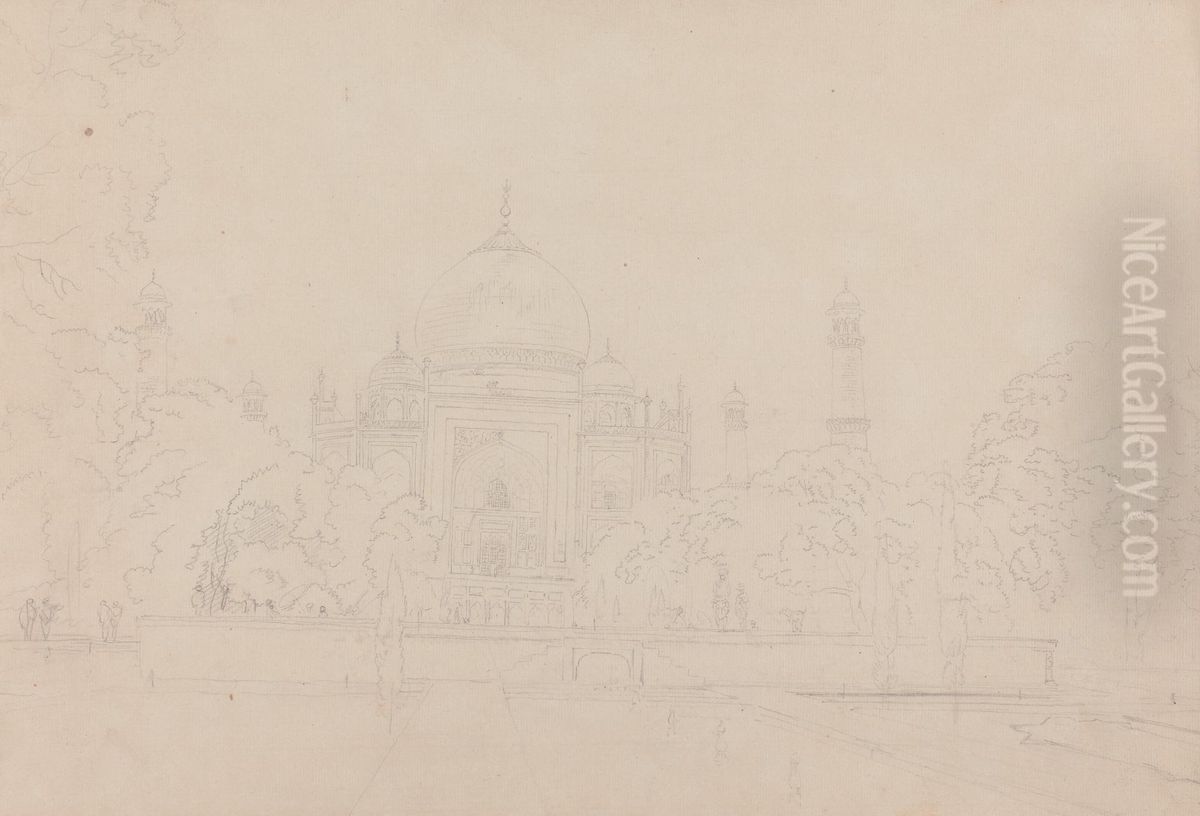 Garden View of the Taj Mahal Oil Painting by Thomas Daniell