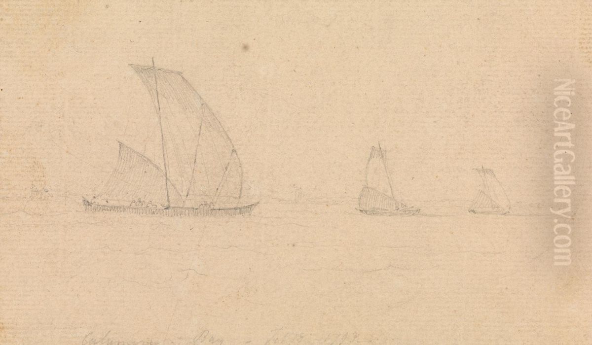 Bay with Sailing Ships Oil Painting by Thomas Daniell