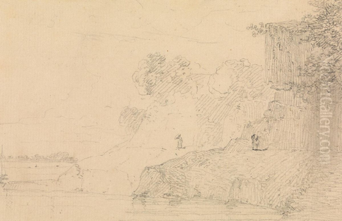 Rocky Landscape Oil Painting by Thomas Daniell