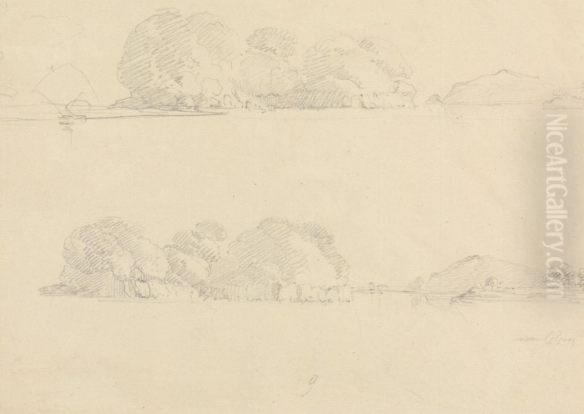 Two Wooded Landscapes Oil Painting by Thomas Daniell