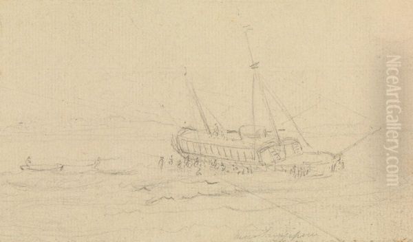 Boat at Sea Oil Painting by Thomas Daniell