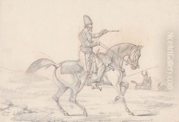 Mounted Mameluke Pointing a Pistol Oil Painting by Henry Thomas Alken