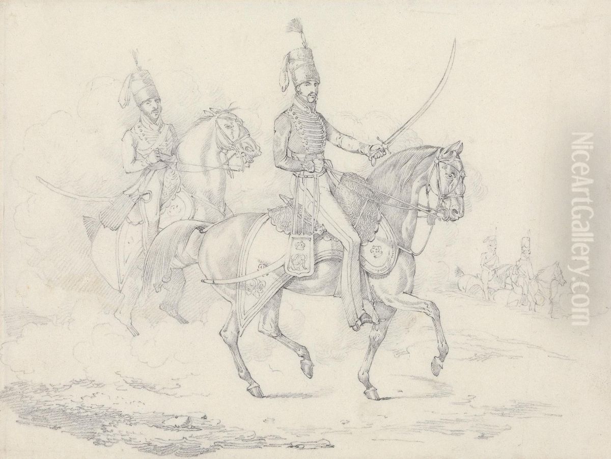 Mounted Hussars Oil Painting by Henry Thomas Alken