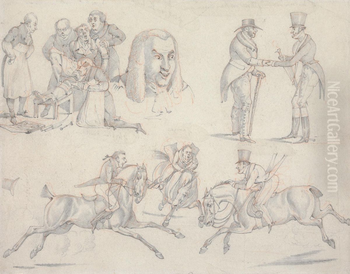 of How Do You Do, of I Should Not Have Known You, of My Lud, Of Easing a Patient, of a Loose Rein, of Wokey, of Tight in Hand Oil Painting by Henry Thomas Alken