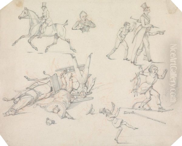 of Being Drawn, of a Fine Song, of Troting, of Being In, of Being Out, of a Recoil Oil Painting by Henry Thomas Alken