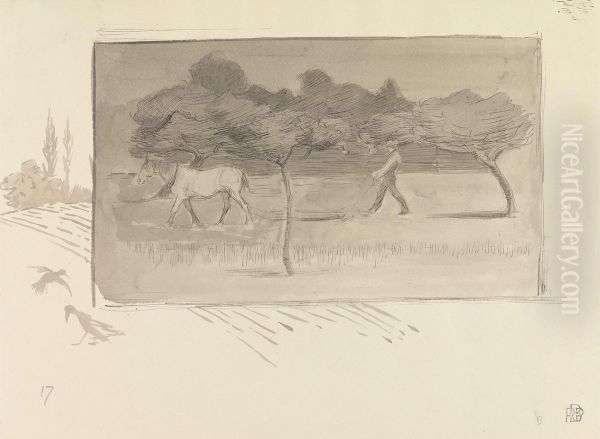 A Harrow in the Orchard Oil Painting by Robert Bevan