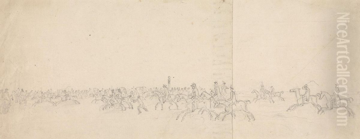 Horses Going Up For the Start of a Race Oil Painting by Sawrey Gilpin