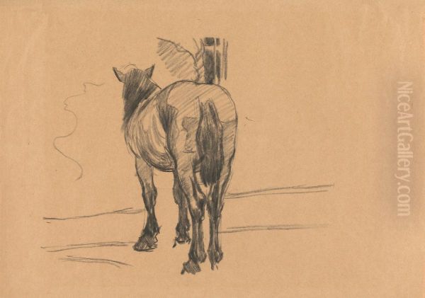 Sketch of a Horse Oil Painting by Robert Bevan