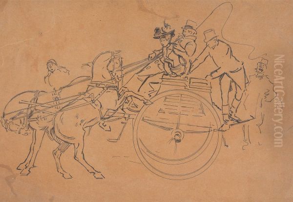 The Dog Cart Oil Painting by Phil May