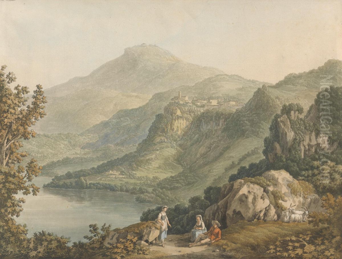 Lake Nemi Oil Painting by Jacob Philipp Hackert