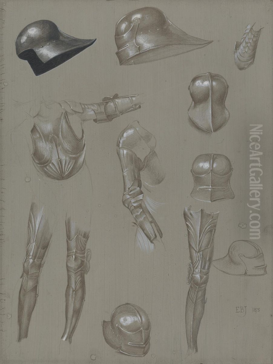 Studies of a Suit of Armor Oil Painting by Edward Burne-Jones