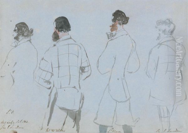 Lord Ossulston, Mr. W. Wells, Lord Abercorn and Sir E. Landseer Oil Painting by Sir Edwin Henry Landseer