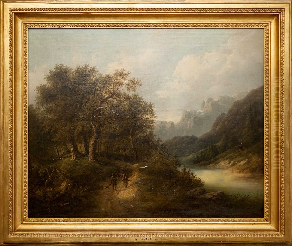 Gebirgspartie aus Tirol Oil Painting by Eduard Boehm