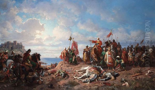 The death of king Wladyslaw II at Varna Oil Painting by Stanislaw Chlebowski