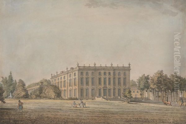 View of Wingerworth Hall, Derbyshire Oil Painting by Samuel Hieronymus Grimm