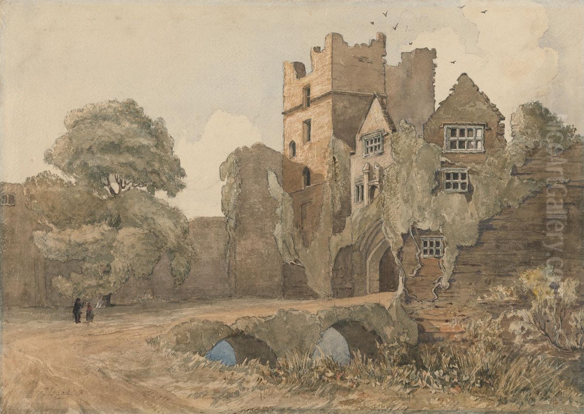 The Keep and Gate, Ludlow Castle, Shropshire Oil Painting by Thomas Lound