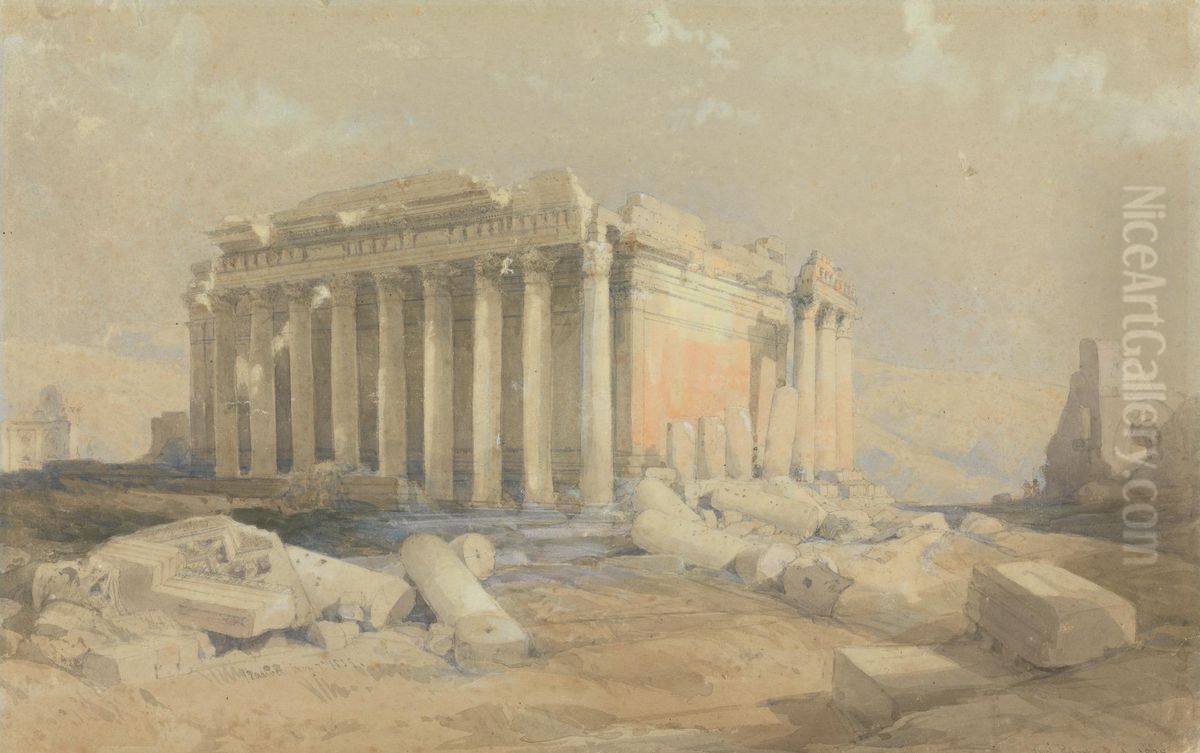 The Temple of Baalbec Oil Painting by David Roberts