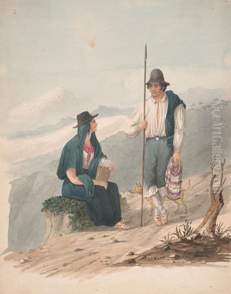 Man and woman of Chasna-Tenerife Oil Painting by Alfred Diston