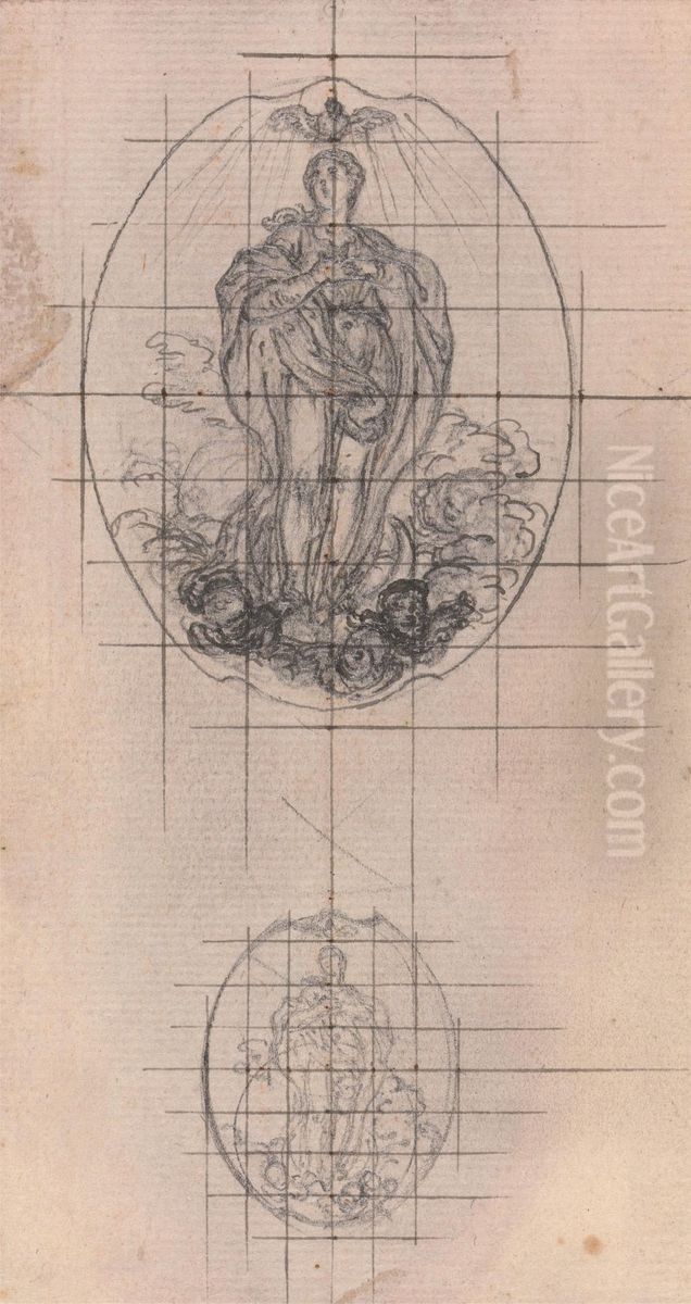 Figure of the Virgin Oil Painting by Hubert-Francois Gravelot