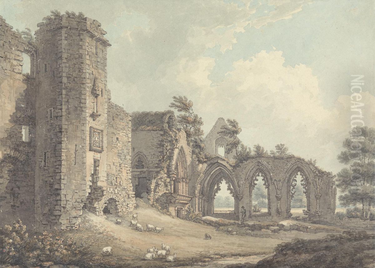 The Ruins of the College of Lincluden, Near Dumfries Oil Painting by Thomas Hearne
