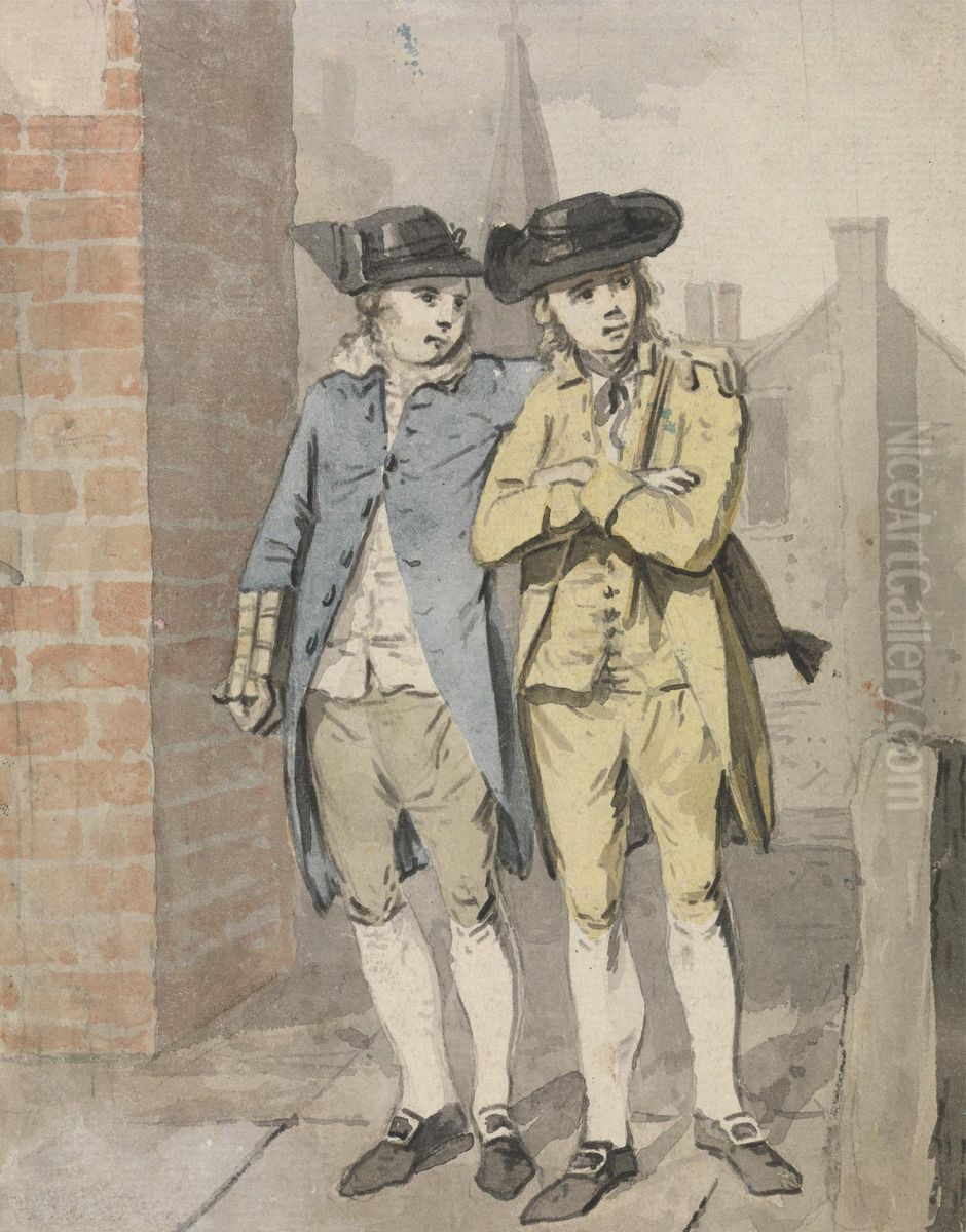 Two Schoolboys Oil Painting by Elias Martin