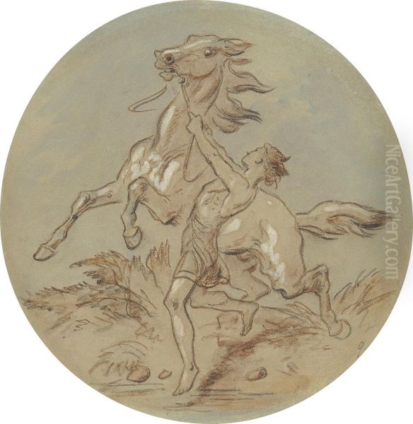 One of eighteen designs for a series of plates illustrating Venus and Adonis Oil Painting by Hablot Knight Browne