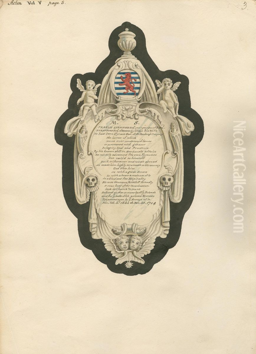 Memorial of Francis Stratford from Acton Church Oil Painting by Daniel Lysons