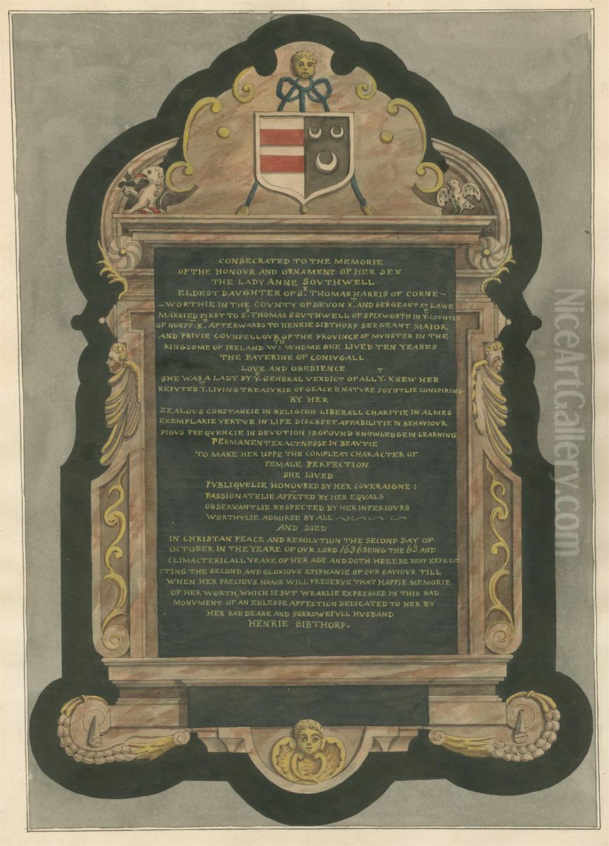 Memorial of the Lady Anne Southwell from Acton Church Oil Painting by Daniel Lysons