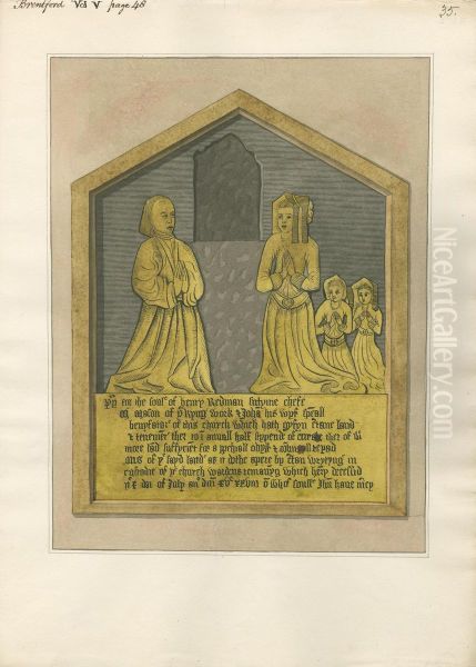 Brass Plate of Henry and Julia Redman and two Children from Brentford Church Oil Painting by Daniel Lysons