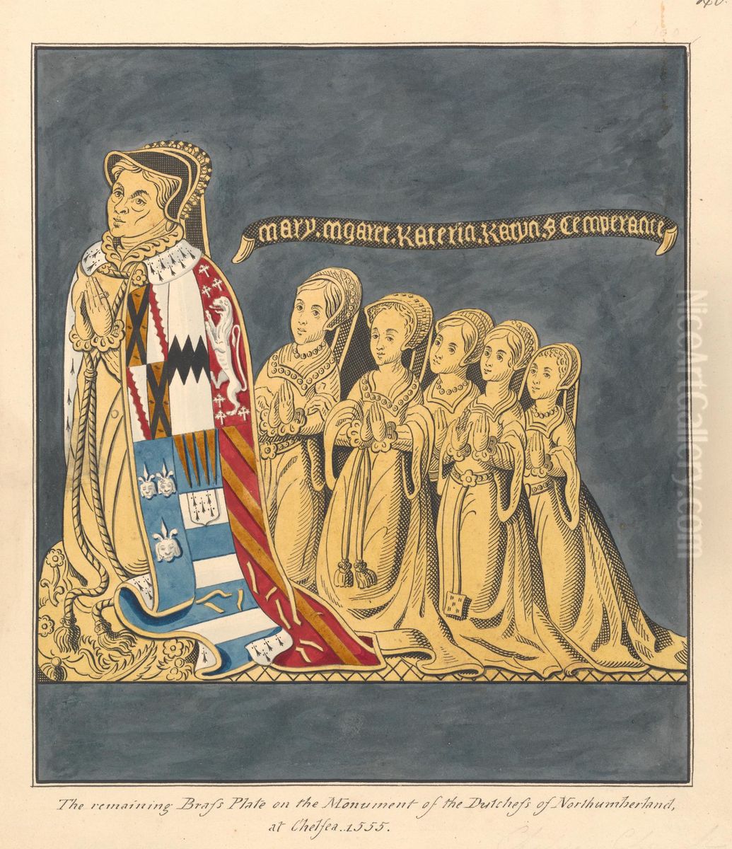 Brass Plate Monument of the Duchess of Northumberland and Her Daughters, Chelsea Church Oil Painting by Daniel Lysons