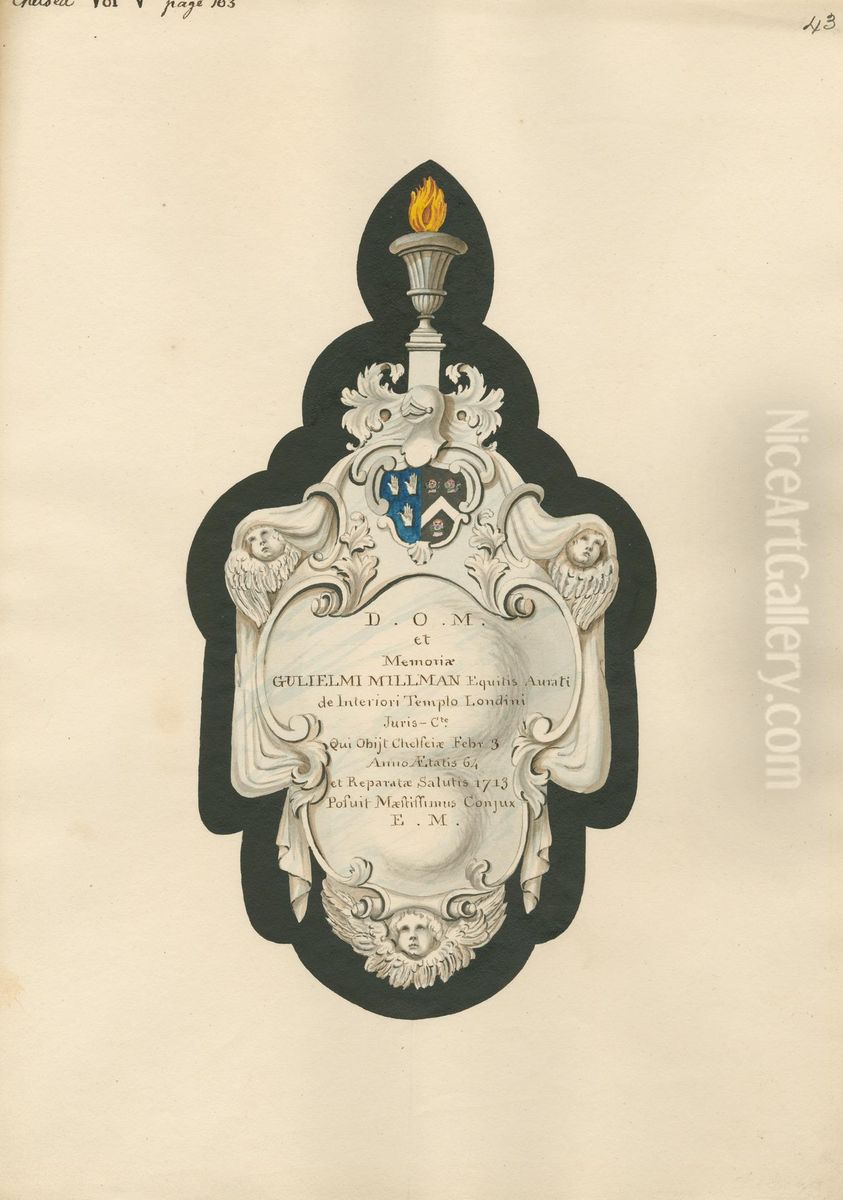 Memorial to Gulielmi Millman from Chelsea Church Oil Painting by Daniel Lysons