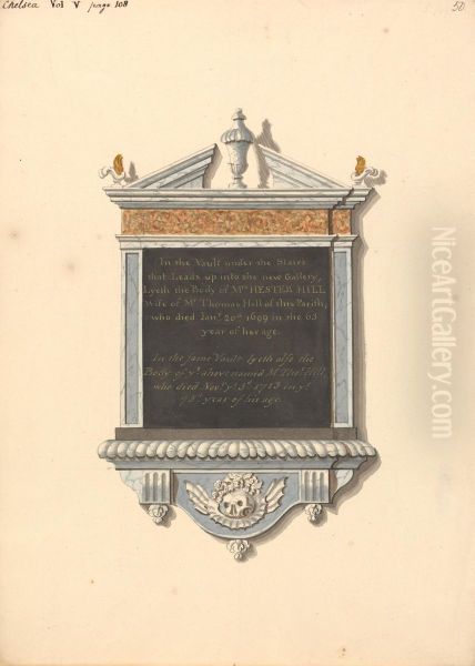 Memorial to Mrs. Hester Hill and Mr. Thomas Hill, Chelsea Church Oil Painting by Daniel Lysons