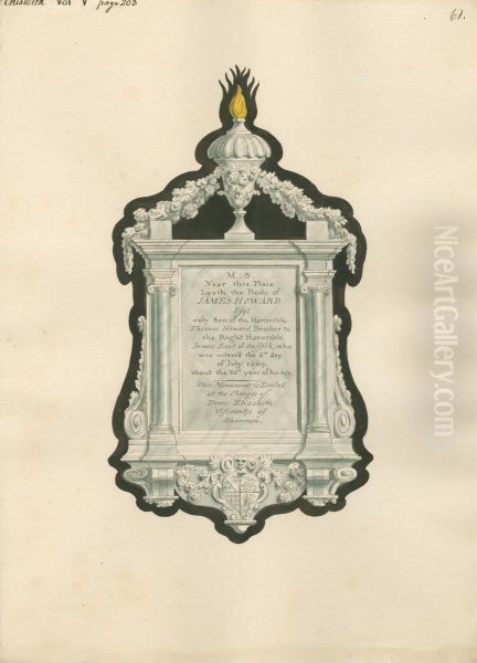 Memorial to James Howard from Chiswick Church Oil Painting by Daniel Lysons