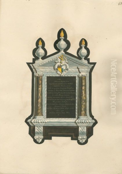 Memorial to John Taylor from Chiswick Church Oil Painting by Daniel Lysons