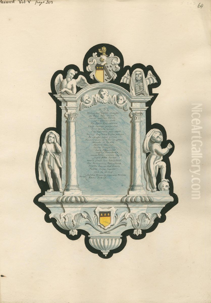 Memorial to Richard Taylor from Chiswick Church Oil Painting by Daniel Lysons