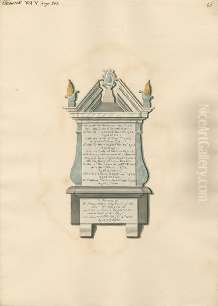 Memorial to Samuel Martin, Mary Bryant, Martha Bryant, Lucy Bryant, Mary Hawes, William Martin and Henry Hawes from Chiswick Church Oil Painting by Daniel Lysons