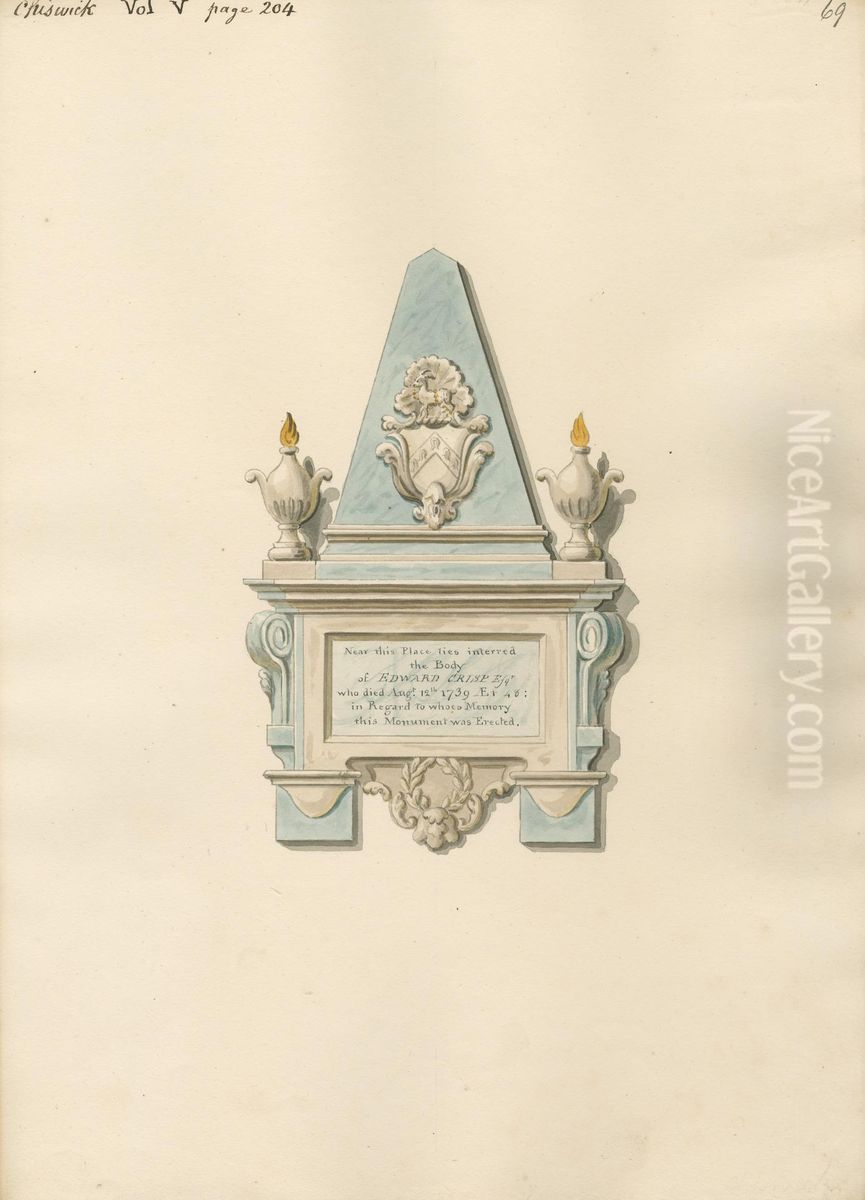 Memorial to Edward Crisp from Chiswick Church Oil Painting by Daniel Lysons Memorial to Edward Crisp from Chiswick Church Oil Painting by Daniel Lysons