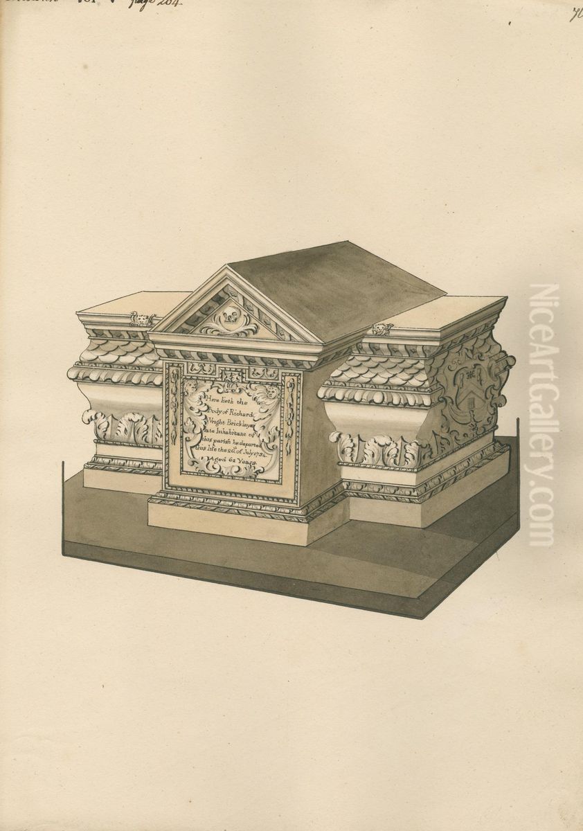 Tomb of Richard Wright from Chiswick Church Oil Painting by Daniel Lysons