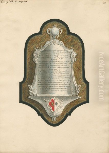 Memorial to John Loving and his Wife Ann from Ealing Church Oil Painting by Daniel Lysons